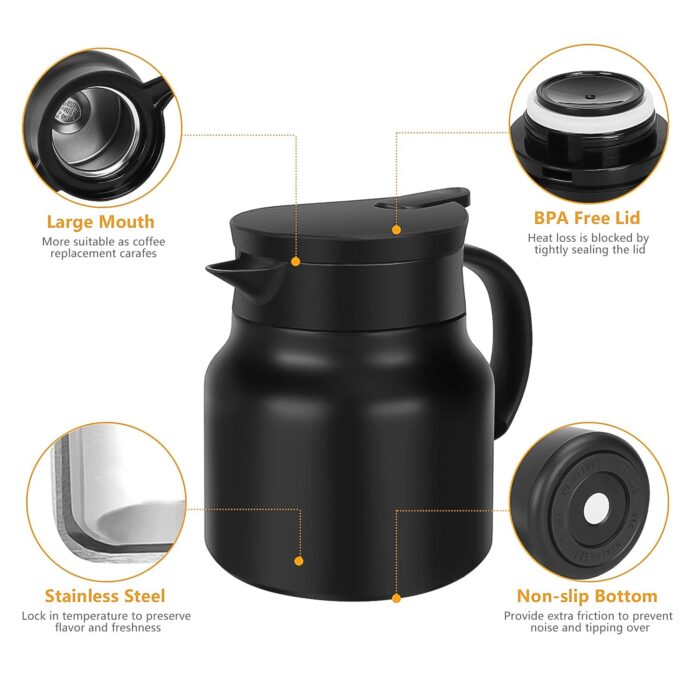 Thermal Coffee Carafe Tea Pot & Water Bottles, with LED Display (Bottle 500 ML & Pot 1000 ML / 2 Pc) - Image 5